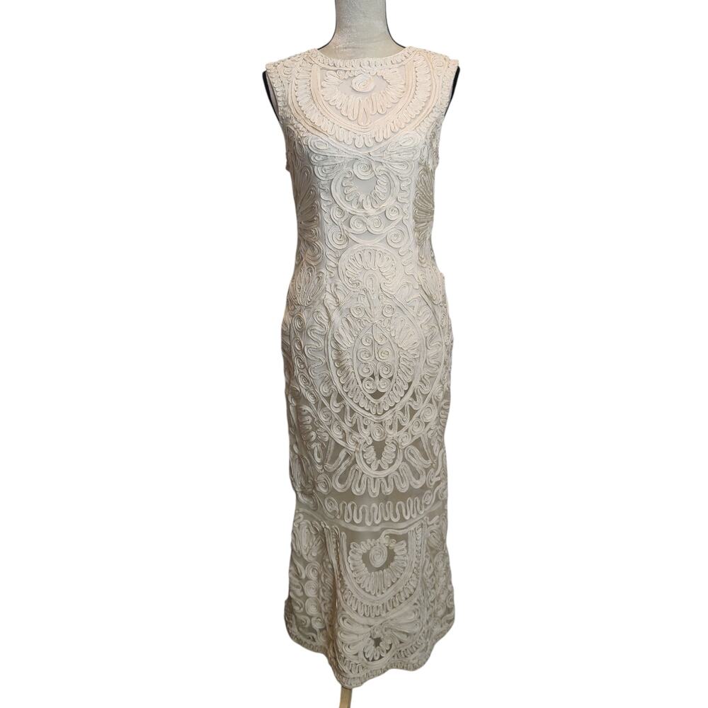 JS Collections Ivory Mermaid Midi Maxi Formal Dress Wedding Event Gala